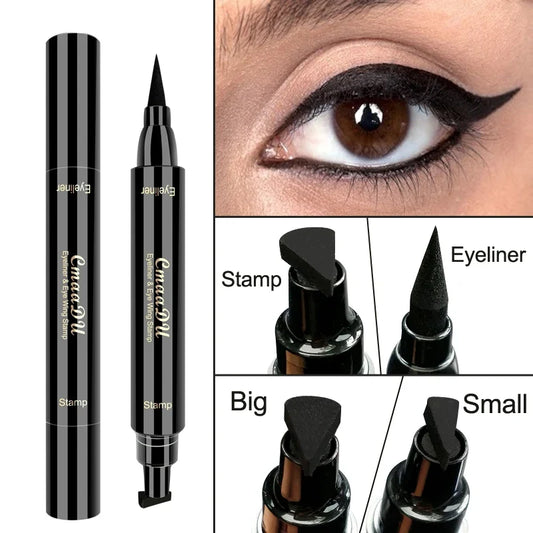 Black Wings Stamp Liquid Eyeliner by Blushimmer with cat eye template, waterproof, anti-smudge, and easy wing application.