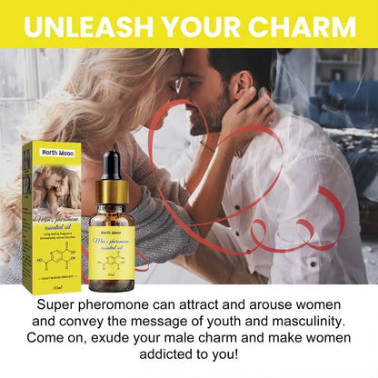 Blushimmer men's pheromone essential oil perfume bottle with sleek design, intense fragrance for attracting women.