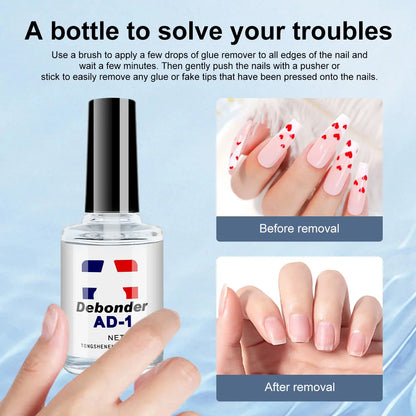 Blushimmer 10ML nail gel remover liquid for quickly and safely removing fake nails and gel in a nail salon setting.