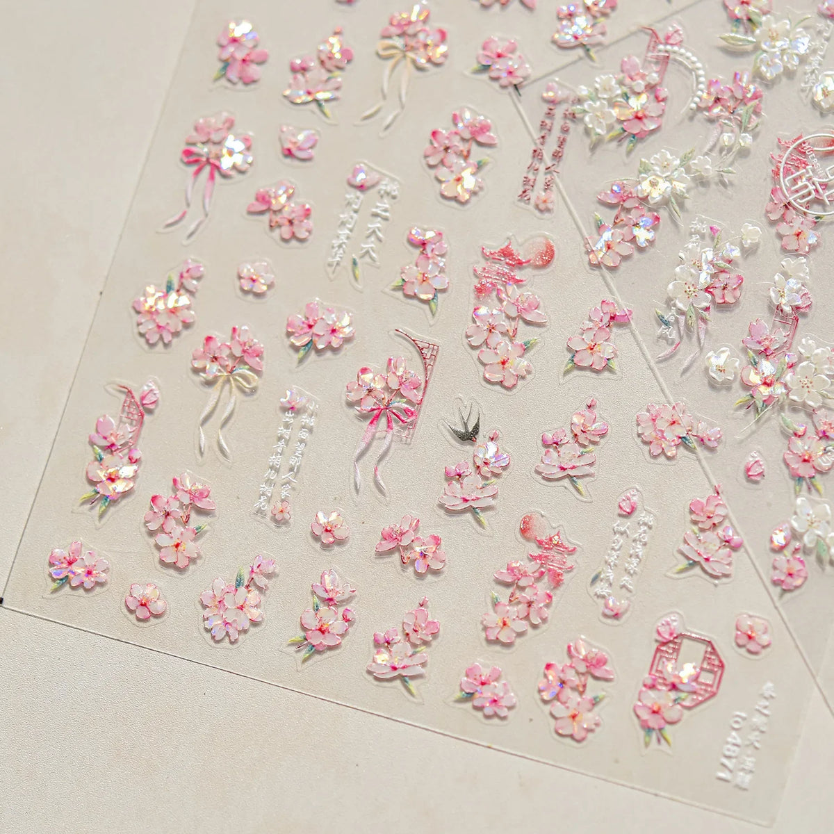 Dream Flower window shell nail art stickers by Blushimmer, featuring Japanese floral self-adhesive decals for press-on nail decoration.