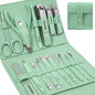 Professional 16-piece Blushimmer manicure set with stainless steel tools in a case for nail, cuticle, and callus care.