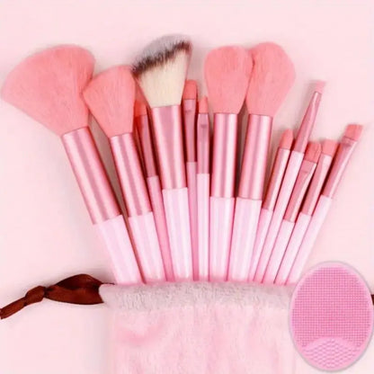 Blushimmer makeup brush set with soft, fluffy brushes for foundation, powder, eyeshadow, and blending in a professional cosmetic kit.