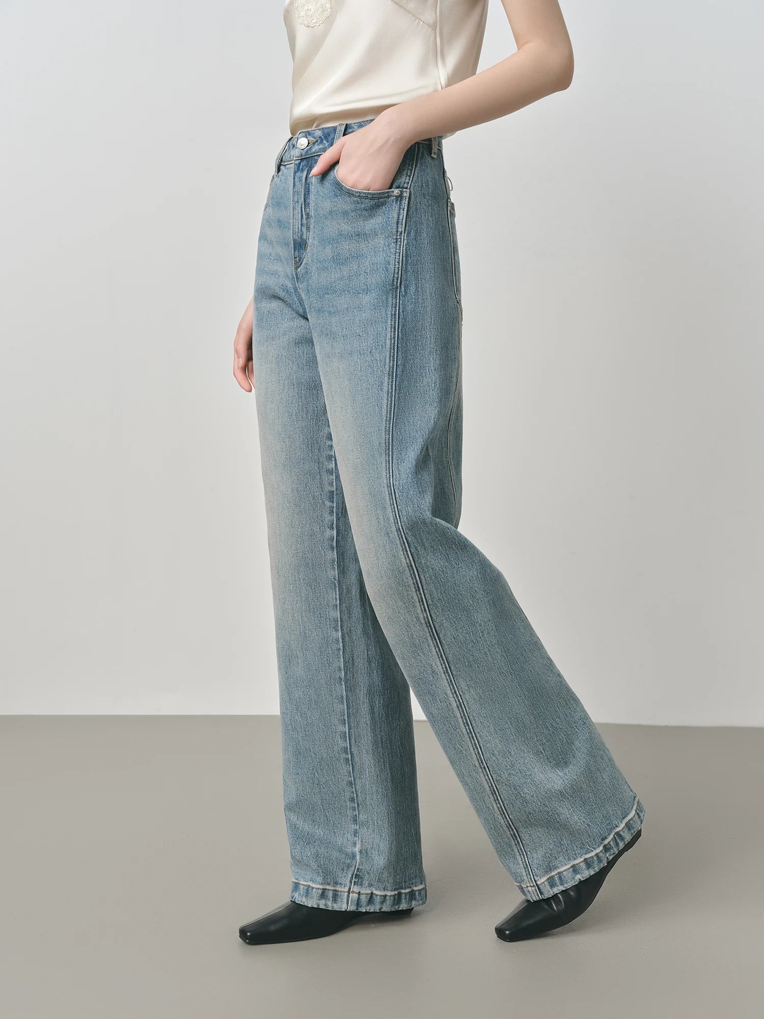 FSLE Retro Raw Denim High-waist Straight-leg Jeans Women's 2025 Early Autumn New 3D Cut Slimming Jeans 25FS13104