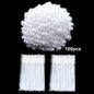 Set of 100 disposable eyelash extension brushes and spoolies by Blushimmer, micro lash mascara wands and combs for precise application.
