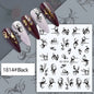 Black and white nail art stickers featuring sexy woman and girl designs, press-on decals for nail decoration and styling by Blushimmer.