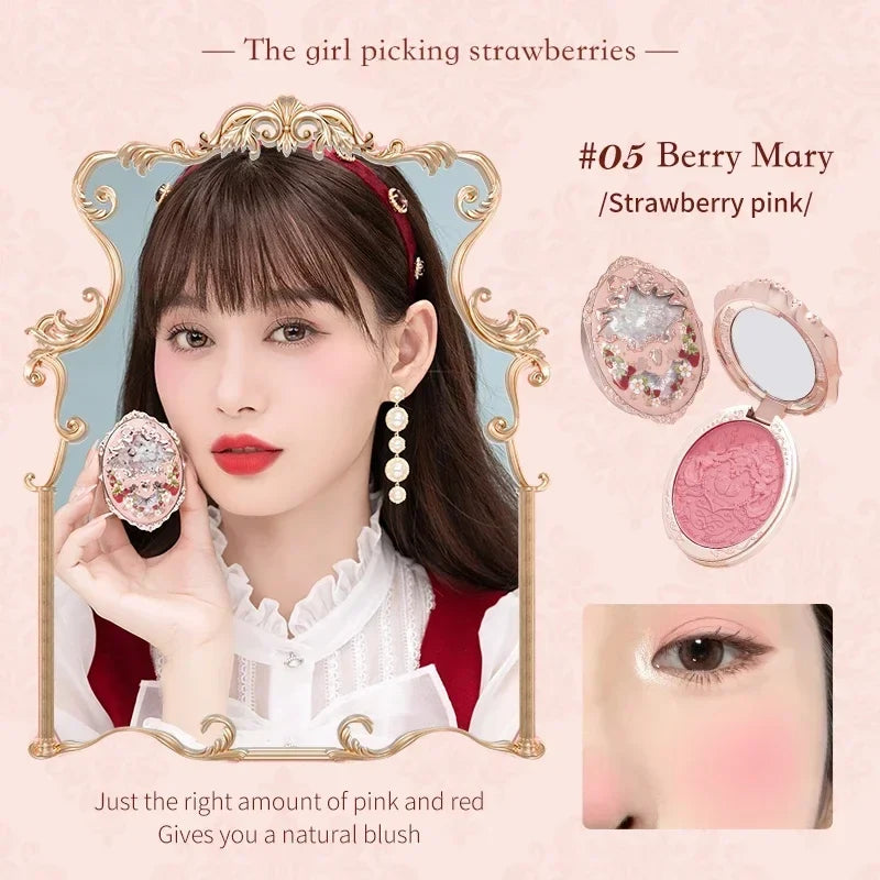 Blushimmer Flower Knows Strawberry Rococo blush palette with embossed berry-toned powders for professional makeup application