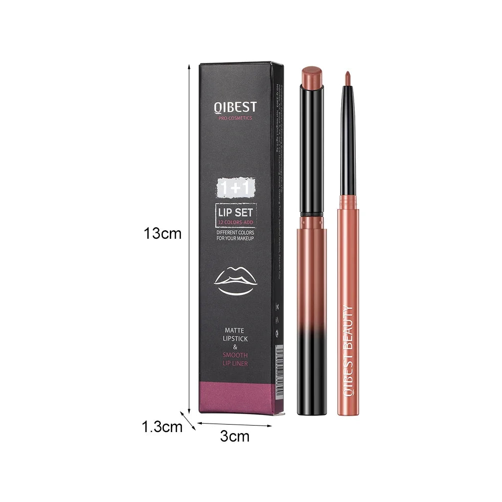 Blushimmer QIBEST 2-pack matte nude lipstick lipliner pens, waterproof, long-lasting, contour makeup pencils for women