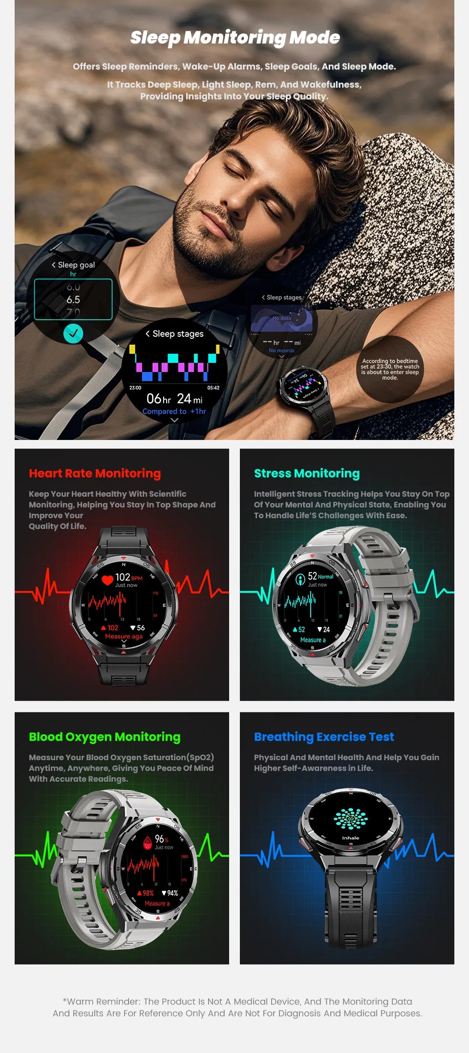 2026 new smart watch 1.43-inch high-definition AMOLED screen supports Bluetooth calls, GPS positioning, health monitoring