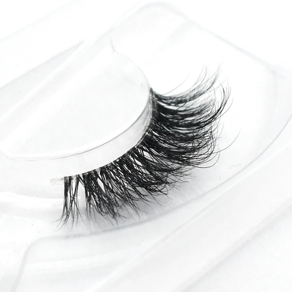 Blushimmer 3D Mink Fluffy Half False Eyelashes with clear band, natural soft lightweight short eye strip lashes, reusable eyelash extension