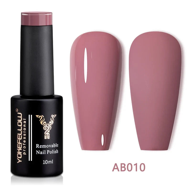 Blushimmer Yokefellow 10ml translucent pink gel nail polish jar with a smooth, glossy finish and nail brush applicator.