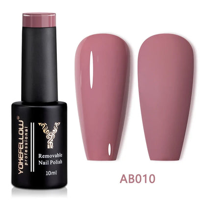 Blushimmer Yokefellow 10ml translucent pink gel nail polish jar with a smooth, glossy finish and nail brush applicator.