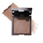 Blushimmer embossed bronzer and highlighter makeup palette with 3D nose shadow and matte contour powders for facial sculpting.