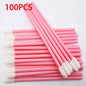 Colorful set of 100 Blushimmer lip brushes and lipstick wands for makeup application and eyelash extension, cosmetic tools for women.