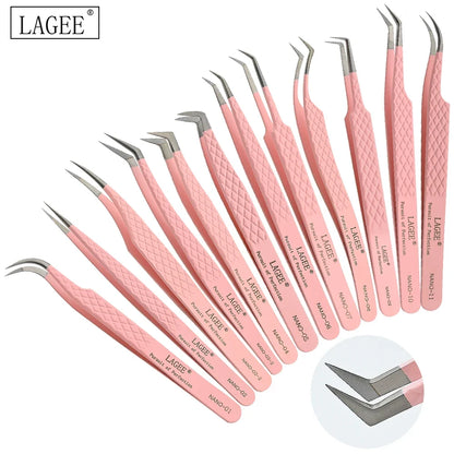 LAGEE Fiber Tip Eyelash Extension Tweezer Volume Isolation Precise Lash Tweezers Nano Technology Eyebrow from Nagaraku Makeup