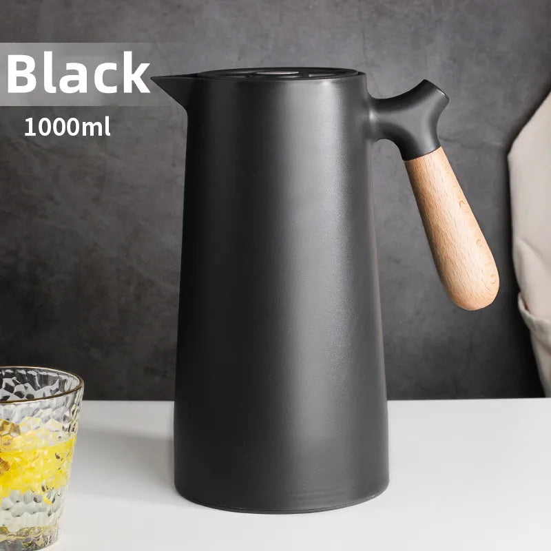 1000ML Large Capacity Thermos Nordic Thermal Insulation Kettle Coffee Thermal Insulation Pot Glass Liner Thermos Hot Water