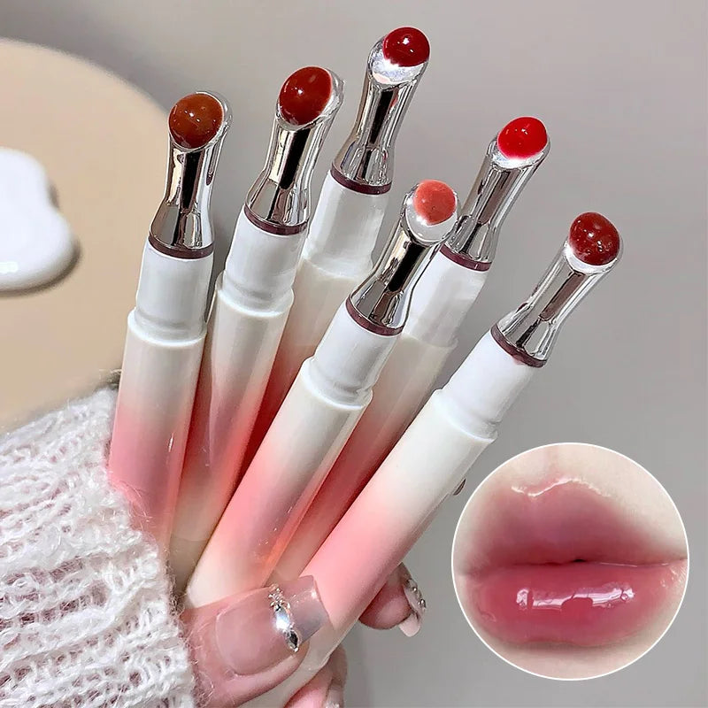 Kakashow Mirror Watery Lip Gloss by Blushimmer with moisturizing jelly texture, showcased in a sleek tube with a shiny finish