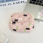Cute cartoon small travel cosmetic and lipstick storage bag by Blushimmer, featuring earphone and card compartments, portable purse.