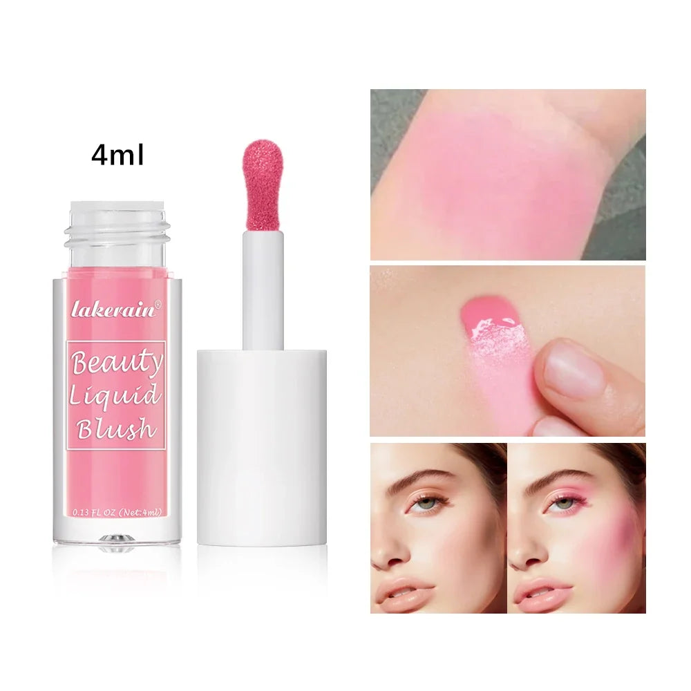 Blushimmer liquid blush in orange peach shade, velvet matte face cheek tint, waterproof and natural-looking cream pigment in 4ml bottle.