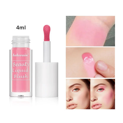 Blushimmer liquid blush in orange peach shade, velvet matte face cheek tint, waterproof and natural-looking cream pigment in 4ml bottle.