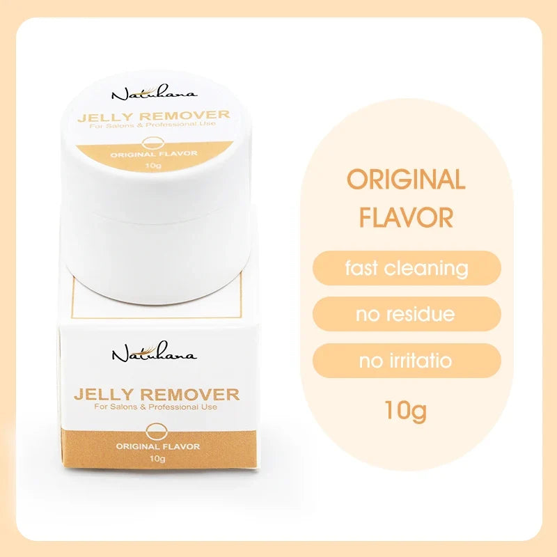 Blushimmer NATUHANA eyelash extension glue remover gel in 10g/15g tube, gentle plant-based formula for lash adhesive removal.