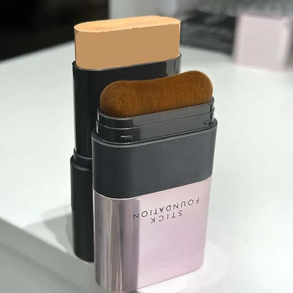 Blushimmer 2-in-1 concealer and foundation stick with full coverage, natural finish, designed to hide acne scars on radiant dewy skin