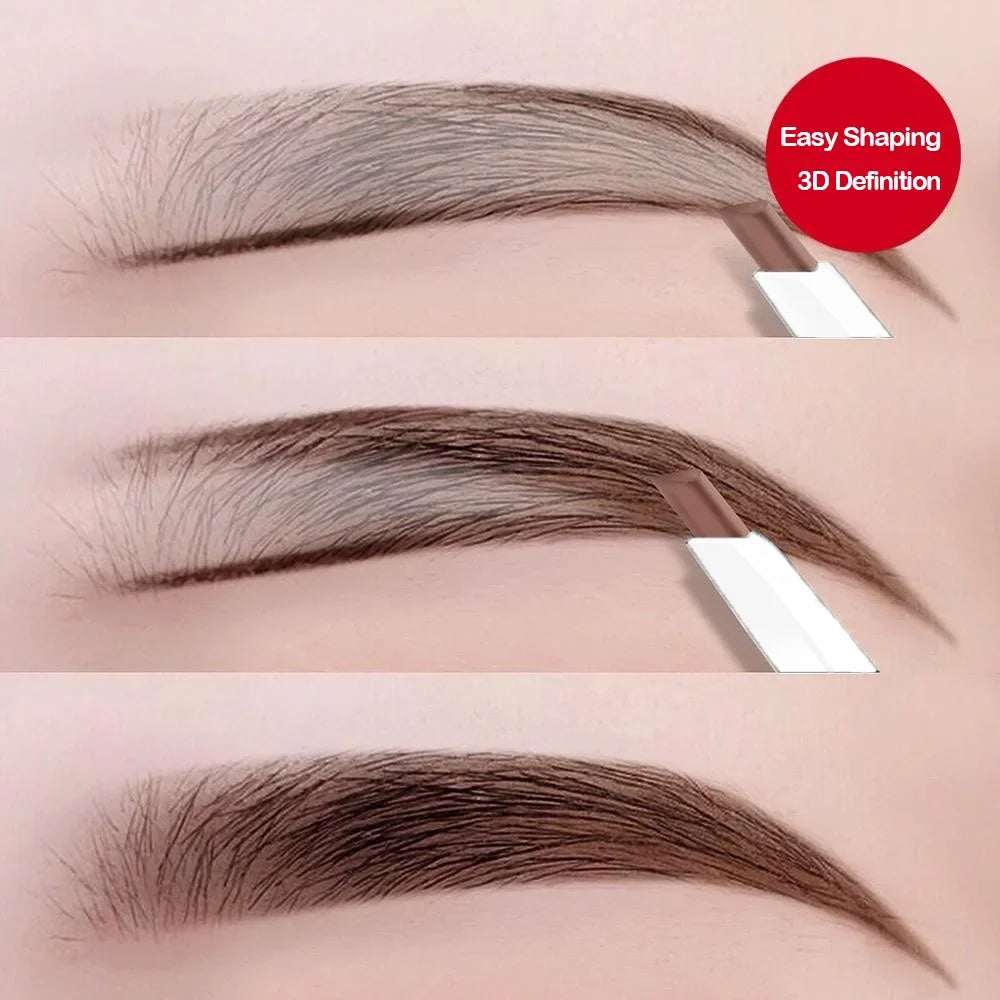 Blushimmer thin-head double-ended eyebrow pencil with brush tip, waterproof, long-lasting, auto-rotate, natural look, unisex design.