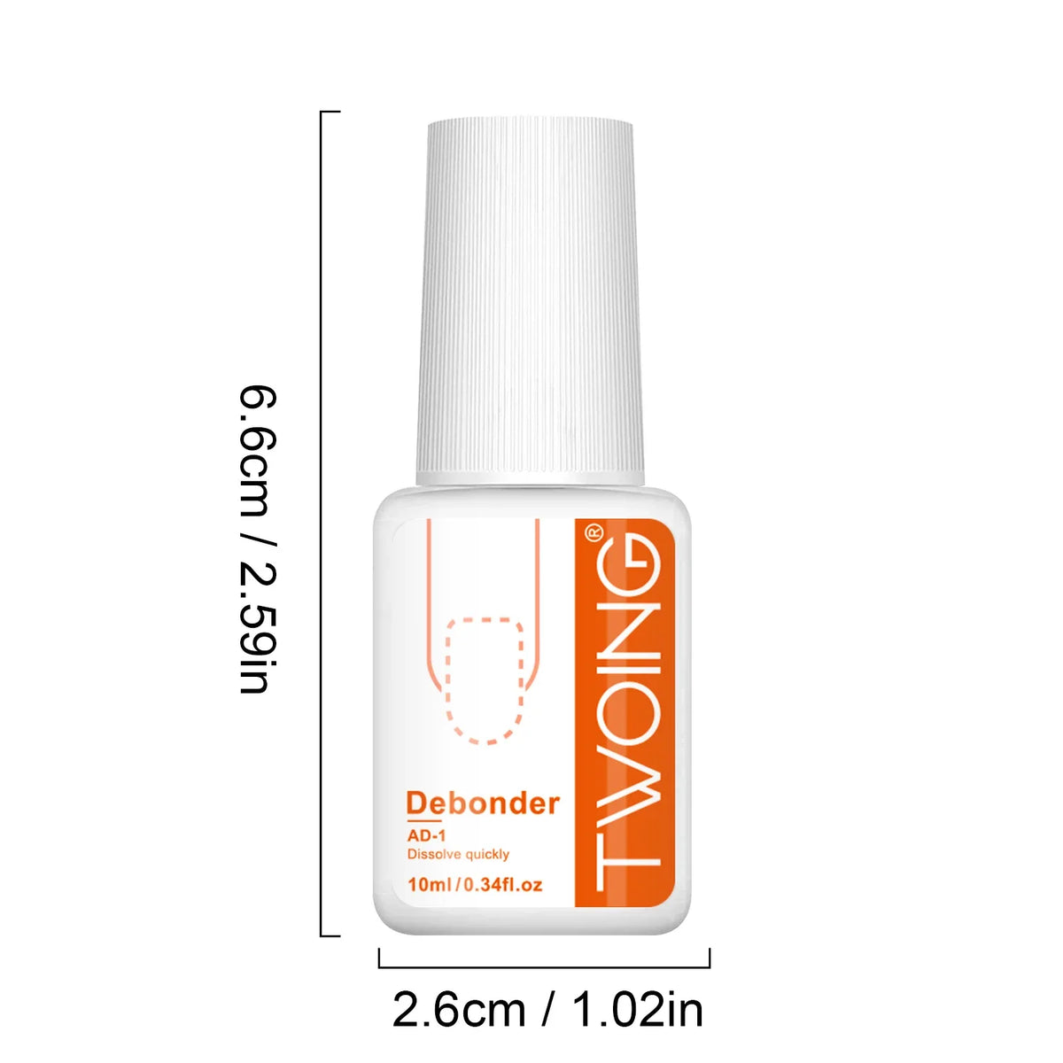 Blushimmer false nail remover liquid in a 10ml bottle, dissolves press-on nails, glue, and nail adhesives for easy removal.