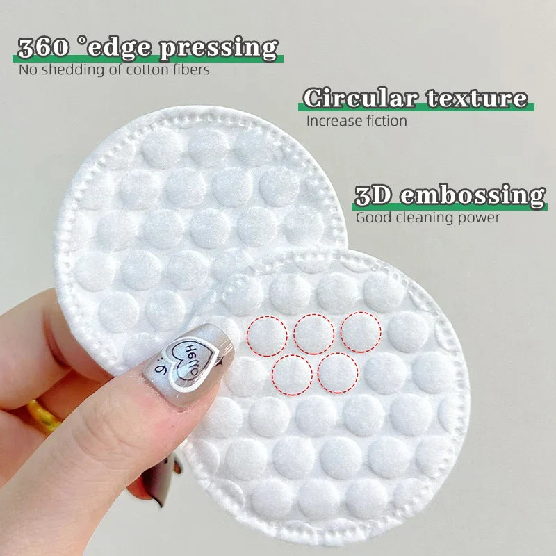 Set of 100 or 200 breathable round cotton pads from Blushimmer, double-sided for facial cleansing and makeup removal.