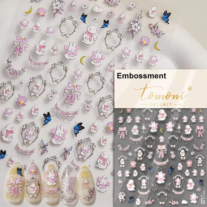 Brown 5D Japanese Kawaii Bear nail art sticker from Blushimmer, self-adhesive cartoon animal nail decoration for DIY manicure.