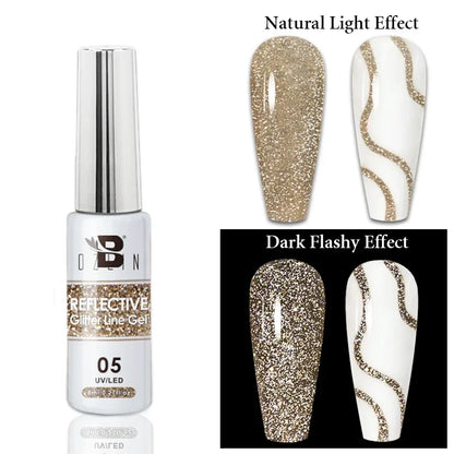 Blushimmer 5ML gold and silver metallic gel polish with chrome mirror finish, semi-permanent UV LED nail gel for a bright French look