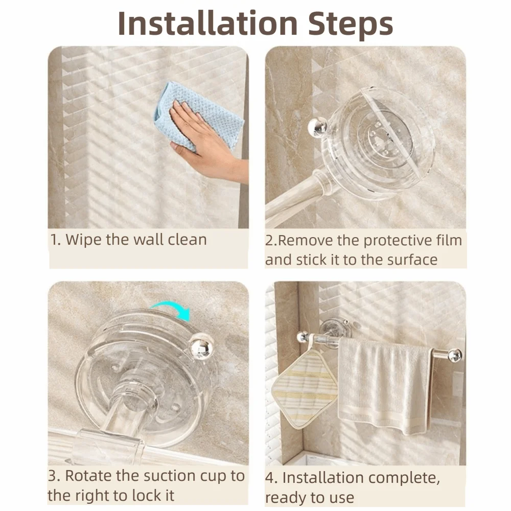 Suction Cup Paper Towel Holder Wall-Mounted Reusable Wall Mounted Roll Holder Space Saving Waterproof No Drilling Tissue Holder