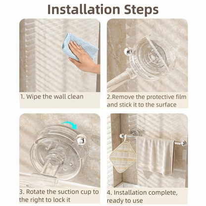 Suction Cup Paper Towel Holder Wall-Mounted Reusable Wall Mounted Roll Holder Space Saving Waterproof No Drilling Tissue Holder