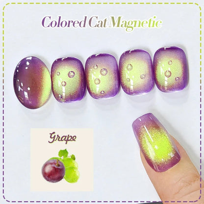 Purple grape magnetic gel nail polish by Blushimmer with fruit-inspired design, glass beads, and whitening effect for beautiful nails.