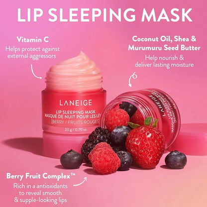 Blushimmer Laneige Lip Sleeping Mask 20g with gel-cream texture, hydrating nighttime lip care for soft, moisturized lips.