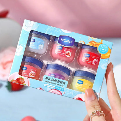 Blushimmer Fruit Series lip balm set with 4, 6, or 8 moisturizing, hydrating lip masks in colorful packaging for lips care.