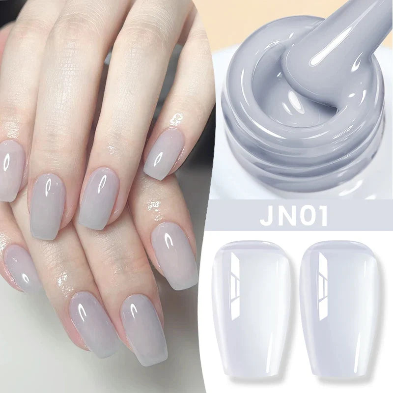 BORN PRETTY Jelly Nude Gel Nail Polish by Blushimmer, 10ml light pink peach translucent UV gel for nail art and DIY at home