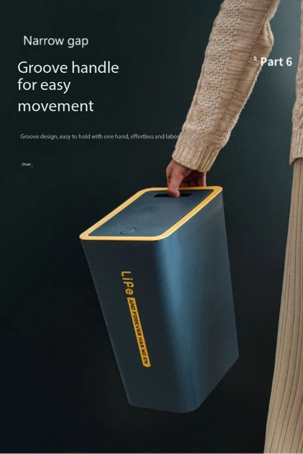 Smart Bathroom Trash Can with Cover Light Luxury Trash Can Touchless Narrow Smart Sensor Garbage Bin Ins Style
