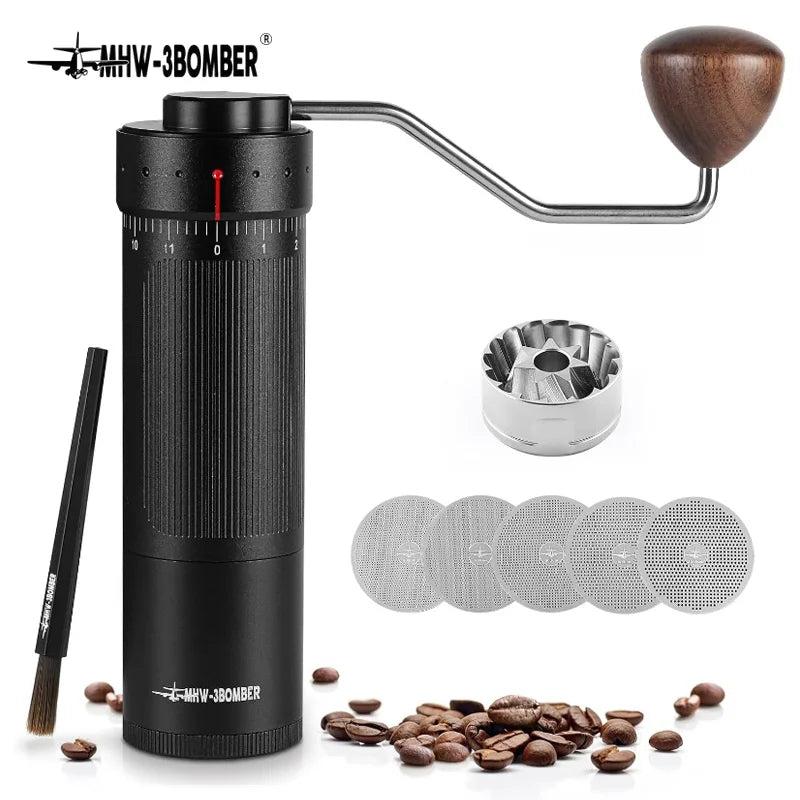 MHW-3BOMBER Hand Coffee Bean Grinder Adjustable Manual Coffee Grinder 7 Core Stainless Steel Conical Burr Barista Tools Gifts