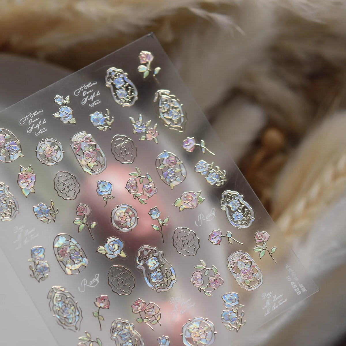 Dream Flower Window Shell Nail Art Stickers by Blushimmer, self-adhesive Japanese flower decals for press-on nails decoration.