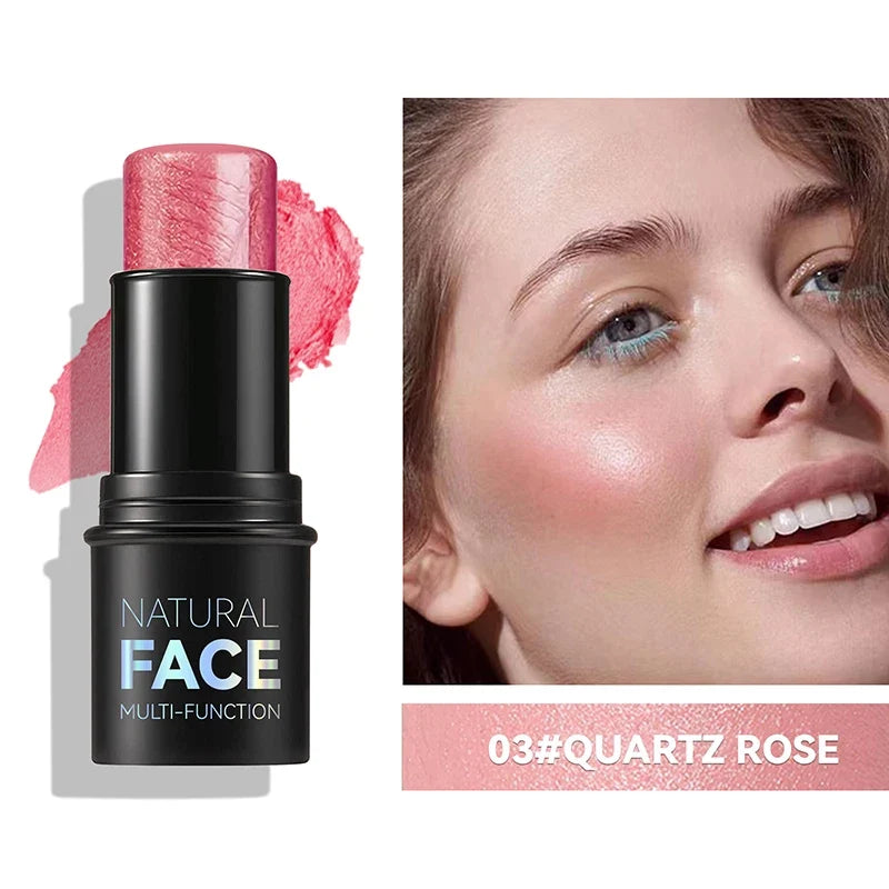 Blushimmer Face Pearl Stone highlighter stick with contour and blush for luminous, sculpted skin and brightening makeup finish.