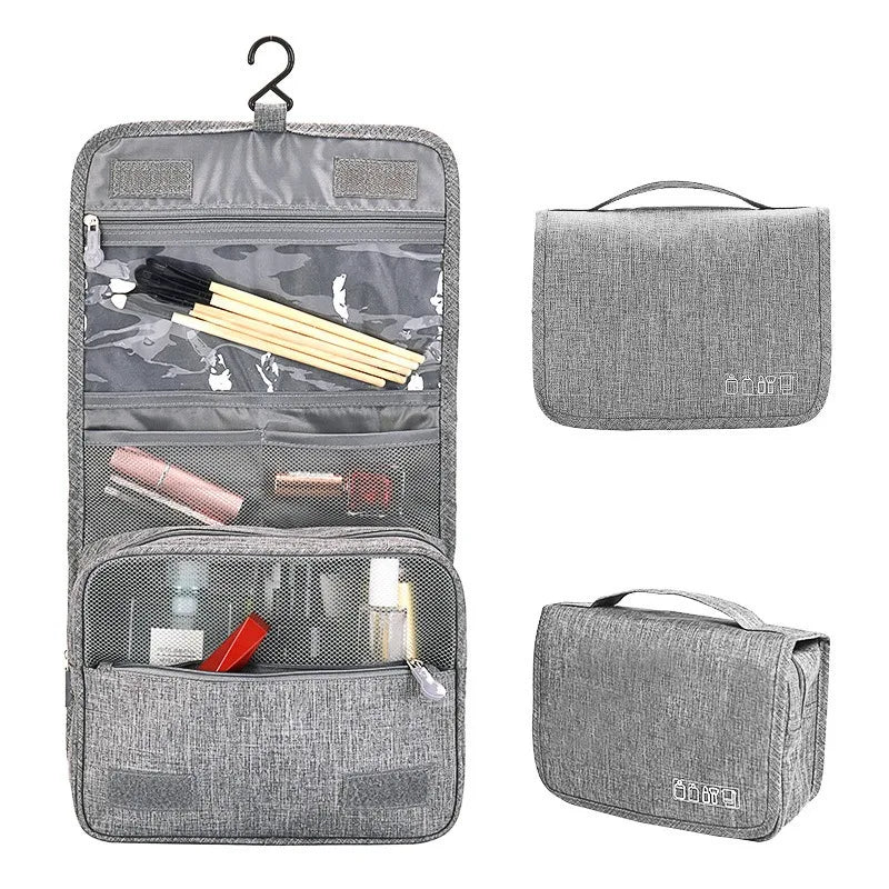 Blushimmer women's travel cosmetic bag with waterproof toiletries organizer, hanging bathroom wash bag, and storage compartments.