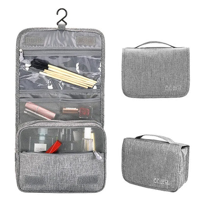 Blushimmer women's travel cosmetic bag with waterproof toiletries organizer, hanging bathroom wash bag, and storage compartments.