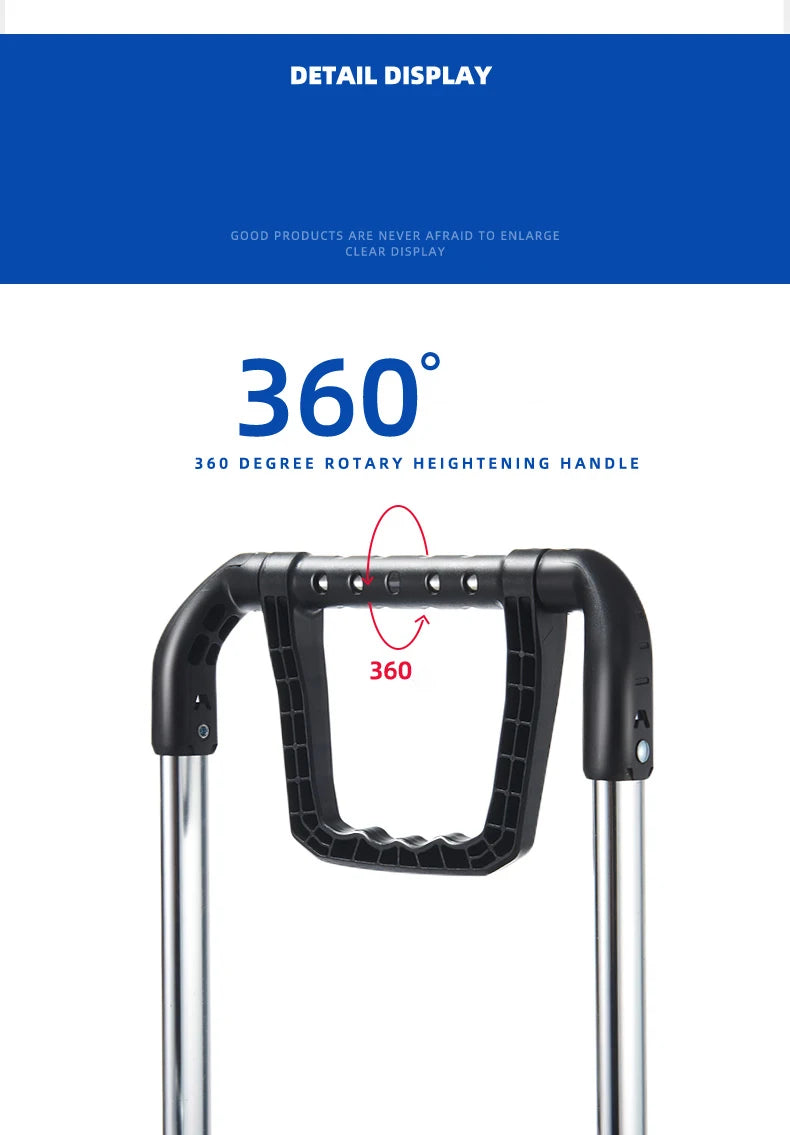 Grocery Cart Portable Aluminum Alloy Shopping Folding Trolley Big Capacity Lightweight Step Climbing Folded Trolley