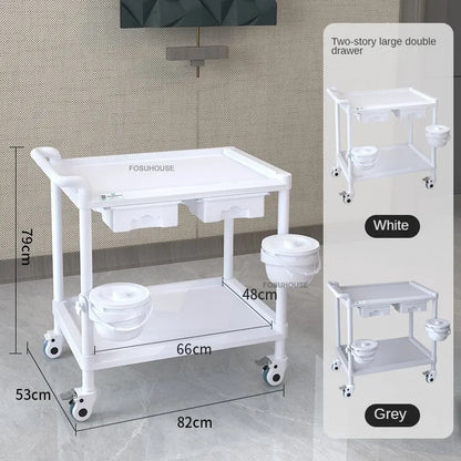 European Plastic Salon Trolleys with Wheels Auxiliary Tool Cart Designer Salon Furniture Beauty Salon Instrument Equipment Shelf