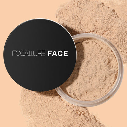 Blushimmer Focallure Invisible Finish Loose Setting Powder in translucent, soft face makeup powder with oil control properties.