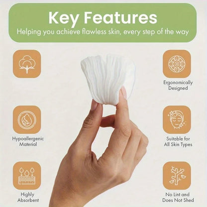 High-quality Blushimmer round facial cleansing pads in light beige, hypoallergenic makeup remover wipes, lint-free for gentle skincare.