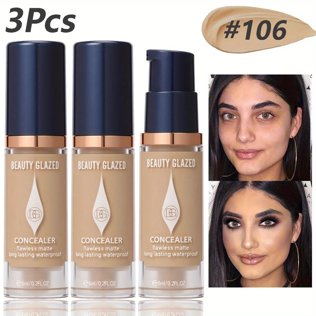 Blushimmer 3-piece full coverage concealer and foundation set with waterproof matte finish for dark spots and tattoos, travel size cosmetics