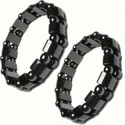A Black Gallstone Magnetic Bracelet for Men and Women, the Same Magnetic Energy Bracelet with Double Row Bead Magnetic Bracelet