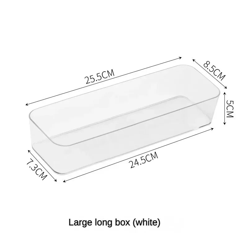 Transparent plastic storage organizer box with multiple compartments for desk, jewelry, or makeup organization by Blushimmer.