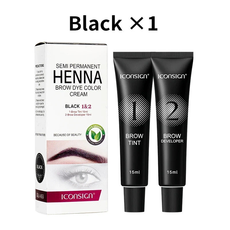 Professional Henna Eyelash Eyebrow Dye Tint 15-minute Fast Deying Cream Tattoo Brow Semi Permanent Eyebrows Tint Dye Makeup